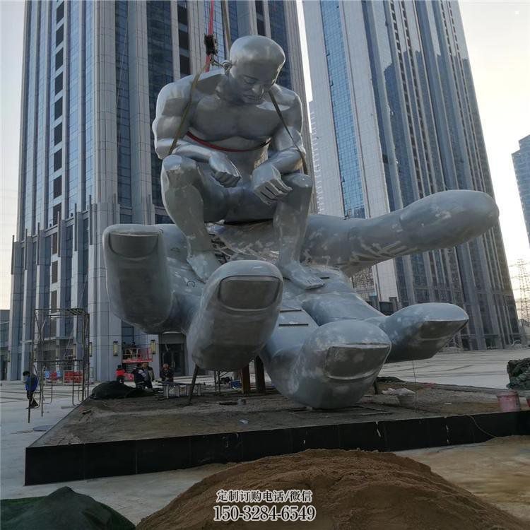 沉思者雕塑厂家，锻造工艺，手托沉思者雕塑承接